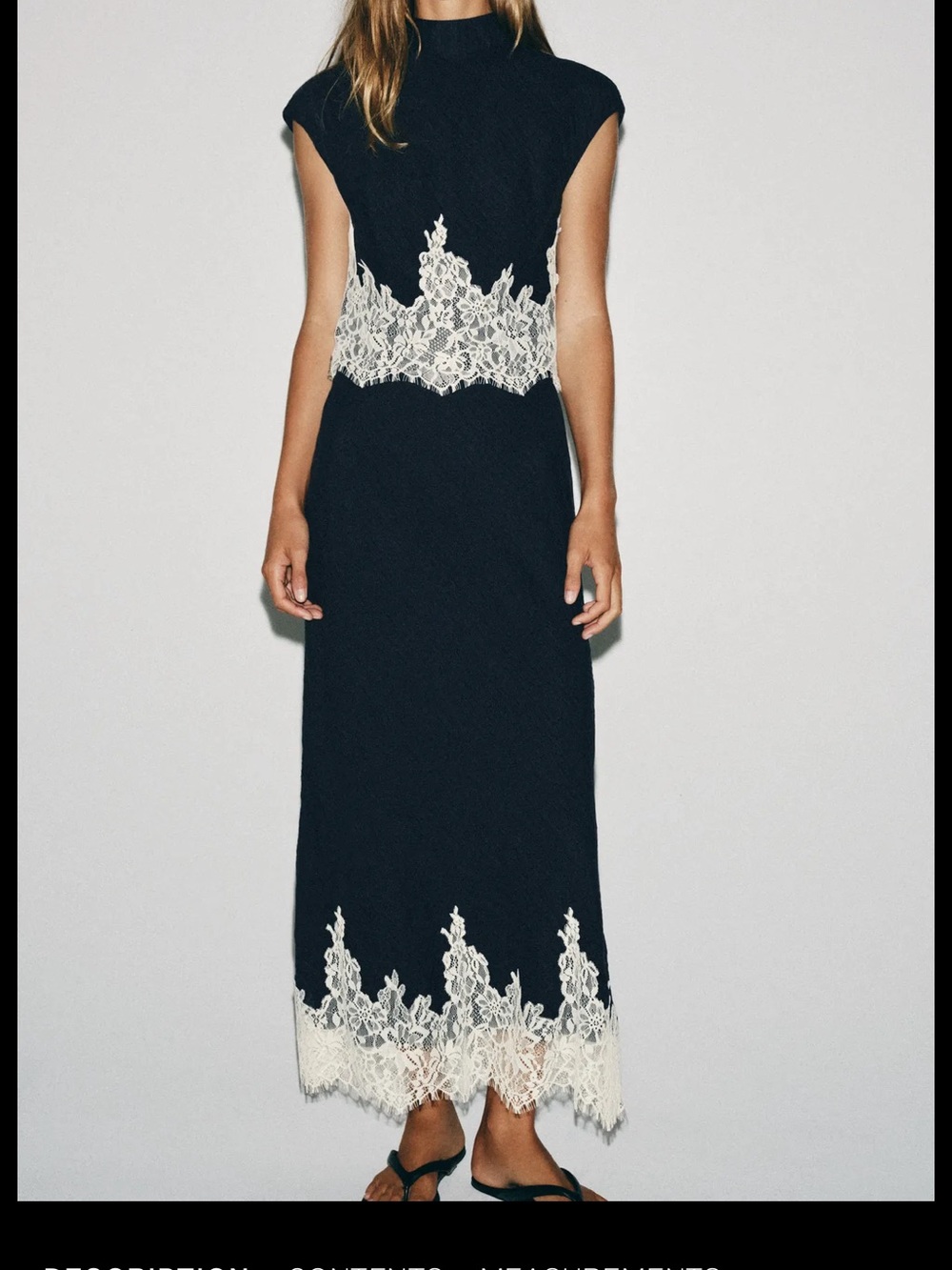 Zara Black Set with White Lace Waist and Hem